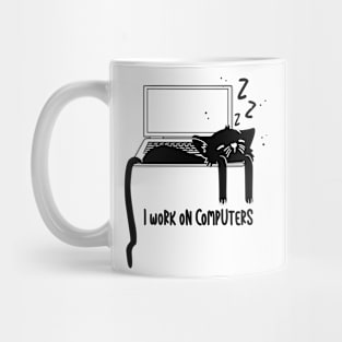 A Sleeping Cat on The Computer Mug